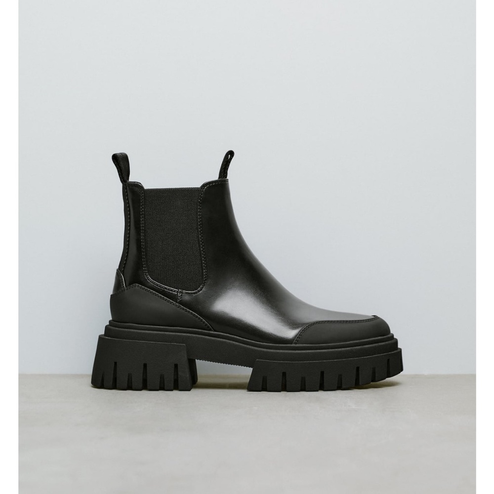 Zara Low heeled Lug sole ankle boots